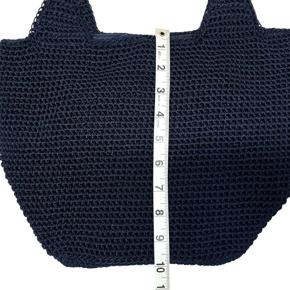 Purse The Sak Crochet Hobo Shoulder Bag Dark Blue Slouchy Inner Zip Pocket Lined - Picture 12 of 14